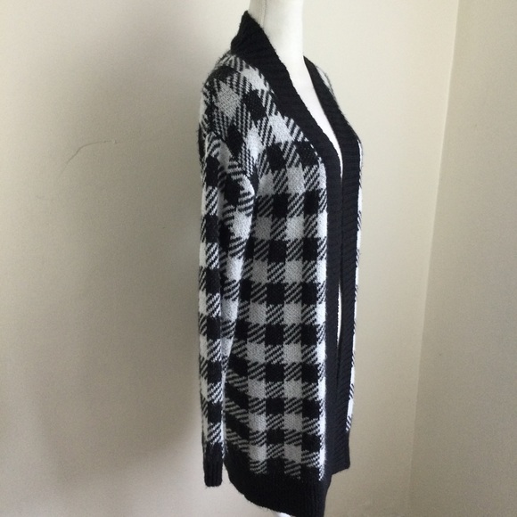 BP SWEATER Cardigan Duster Black and White Open Front Size S - Picture 3 of 6
